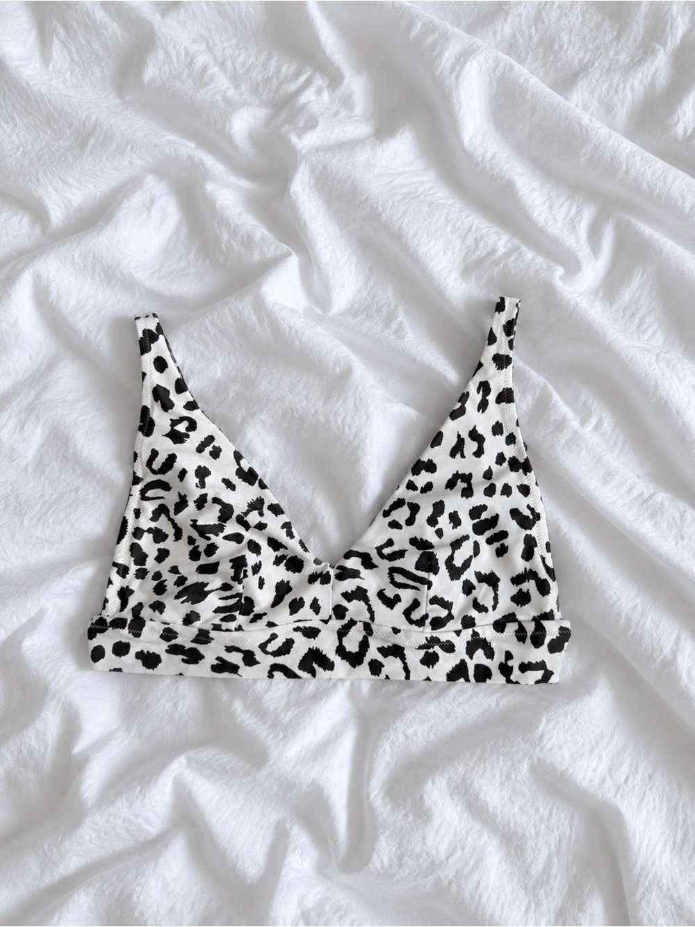 aerie Black & White Leopard-Print Bralette